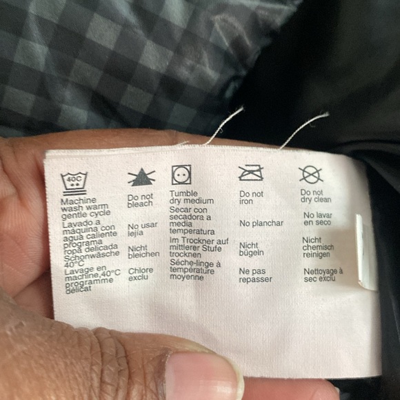 Vintage Black green Checkered Puffer down and feather Jacket sz 10 - Picture 5 of 12